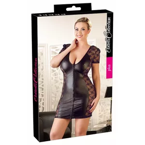 Dress Cottelli Collection 2 Way Zip size 3XL – low-cut, front/back transparent panels, short sleeves, 90% polyester/10% spandex