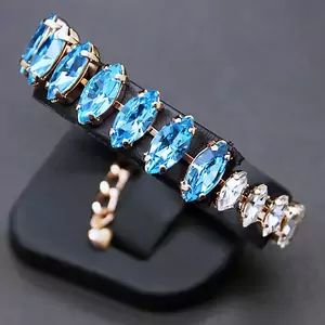 Браслет "Орнелла (Aquamarine Blue)" с кристаллами Swarovski™