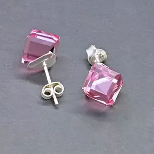Sudraba auskari "Rubikona II (Light Rose)" ar Swarovski™ kristāliem