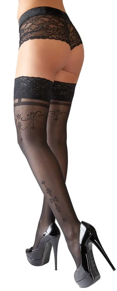 Чулки Cottelli Collection Hold-up Stockings Black Photo 5