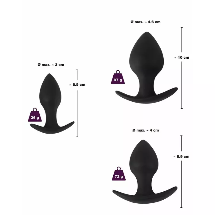 Anālais treniņa komplekts Black Velvets — 3 silikona plugi Photo 7