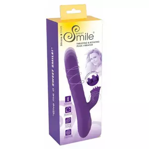 Vibrators Sweet Smile Thrusting & Rotati — truša vibrator ar griešanos un stumšanu, kop. garums 24.7 cm, ieejas 14.5 cm, Ø 4.8 cm, silikons/PU/ABS
