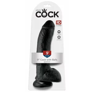 Dildo King Cock 9" Cock with Balls — silikons, bez ftalātiem, piesūcekņa pamatne, garums 22,9 cm, Ø 5,1 cm