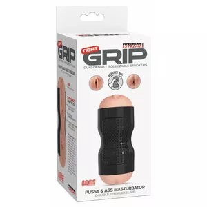 Мастурбатор PIPEDREAM Tight Grip Pussy & Ass Mastu, двусторонний TPE, длина 15.2 см, компактный, телесный