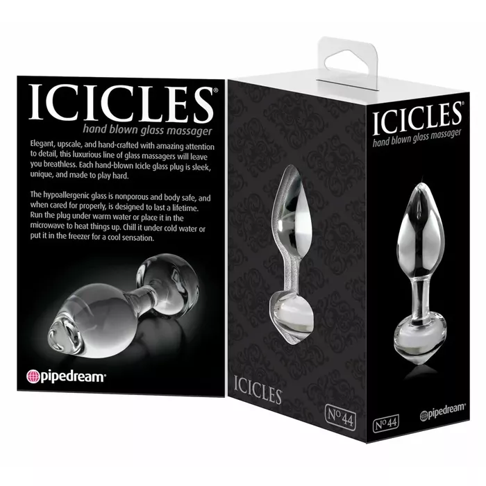 Anal plug icicles No. 44 Clear — glass, 8 cm Photo 4