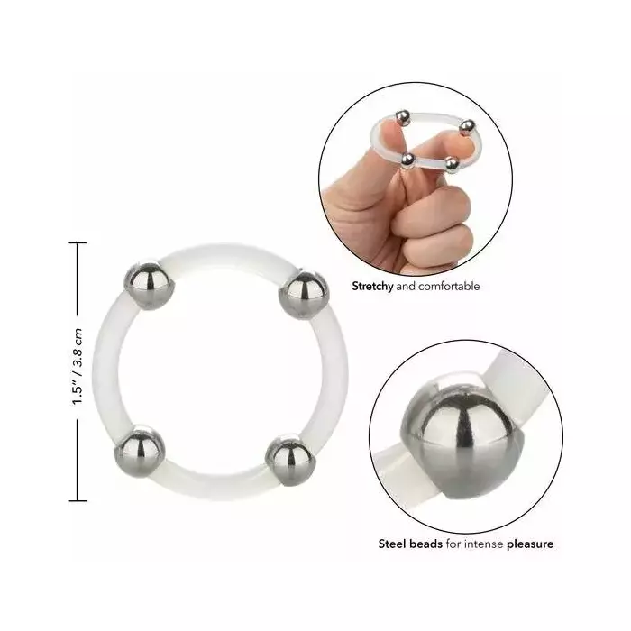 CalExotics STEEL BEADED SILICONE RING L – beaded silicone ring Photo 2