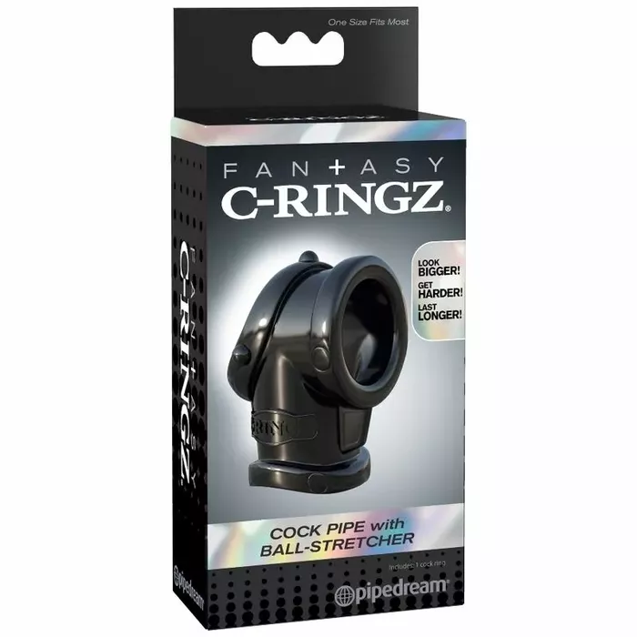 Cock pipe fantasy c-ringz TPR melns Photo 3