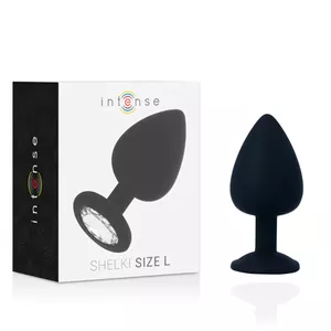Anal plug INTENSE SHELKI L — silicone, total length 9.2 cm, diameter 4.4 cm, black