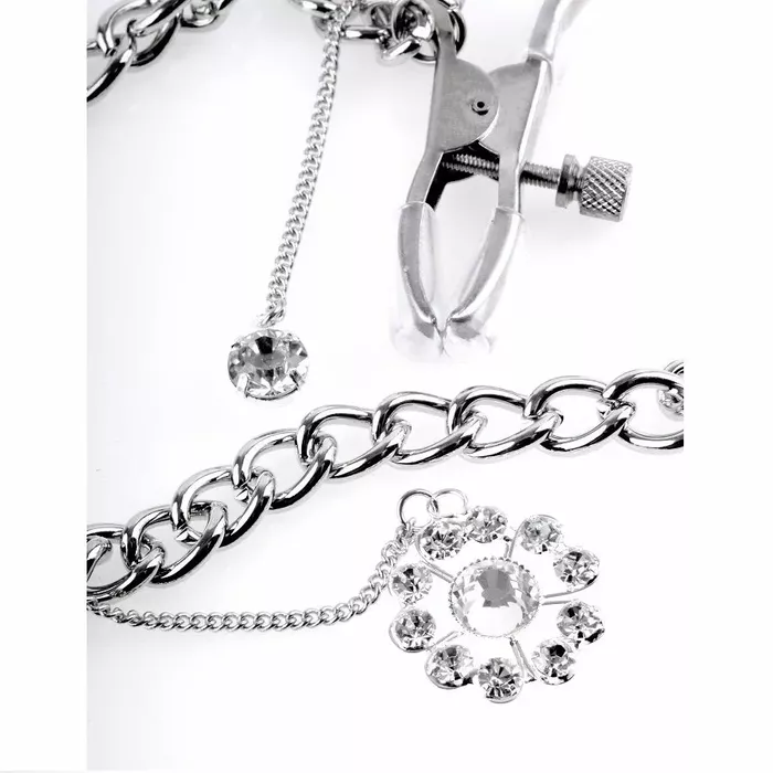 PIPEDREAM CRYSTAL krūšu skavas, metāls ar gumijas uzgaļiem Photo 4