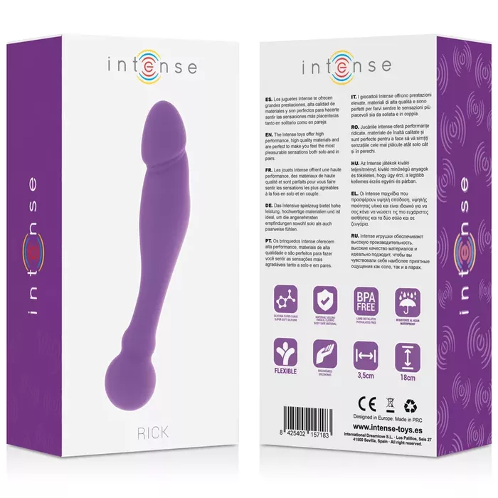 Dildo INTENSE Rick Dual — 100% silicone, 18 cm Photo 9