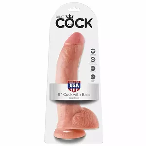 Фаллоимитатор KING COCK 9 Flesh с яичками — общая длина 22,9 см, цвет Skin