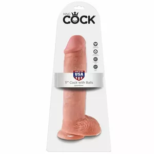Dildo King Cock 11" (28 cm) Flesh with Balls — total length 28 cm, weight 0.964 g