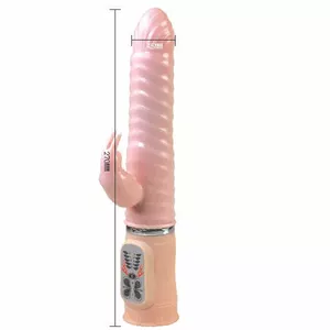 Vibrators BAILE HEAT FIRE BUNNY RAMPANTE — silikons (TPR), garums 27 cm, diametrs 4,5 cm, 10 temperatūras režīmi, rozā
