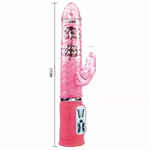 Vibrators BAILE Cute Passion Bunny Rampante — 27 cm, 4,5 cm diametrs, 10 režīmi, TPR, rozā