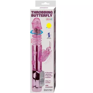 Vibrators BAILE US Rabbit Throbbing Butterf, silikona, dubultās stimulācijas, ūdensizturīgs, 0.325 g