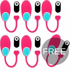 Olu vibrators Happy Loky Ocyan 5+1 — ar pulti, silikons, kopējā garuma 19,5 cm, diametrs 3,5 cm, rozā/tirkīza