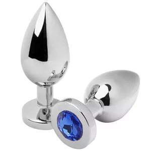 METALHARD ANAL PLUG DIAMOND BLUE MEDIUM  7.62CM