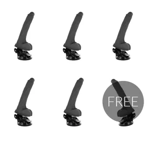 Dildo BASECOCK Realistic Vibrator Remote Control — Black, TPE, 20 cm length, 4 cm diameter