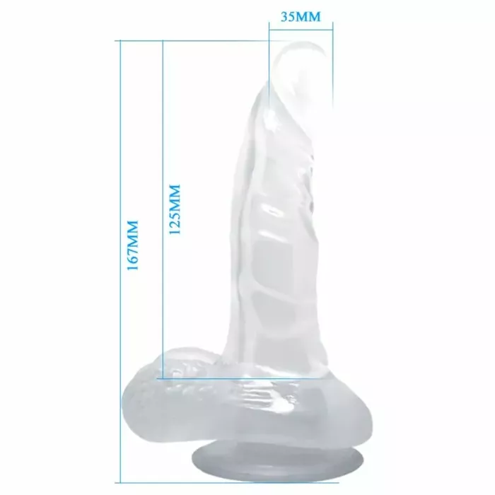 Dildo BAILE D-226641 caurspīdīgs 16,7 cm Photo 5