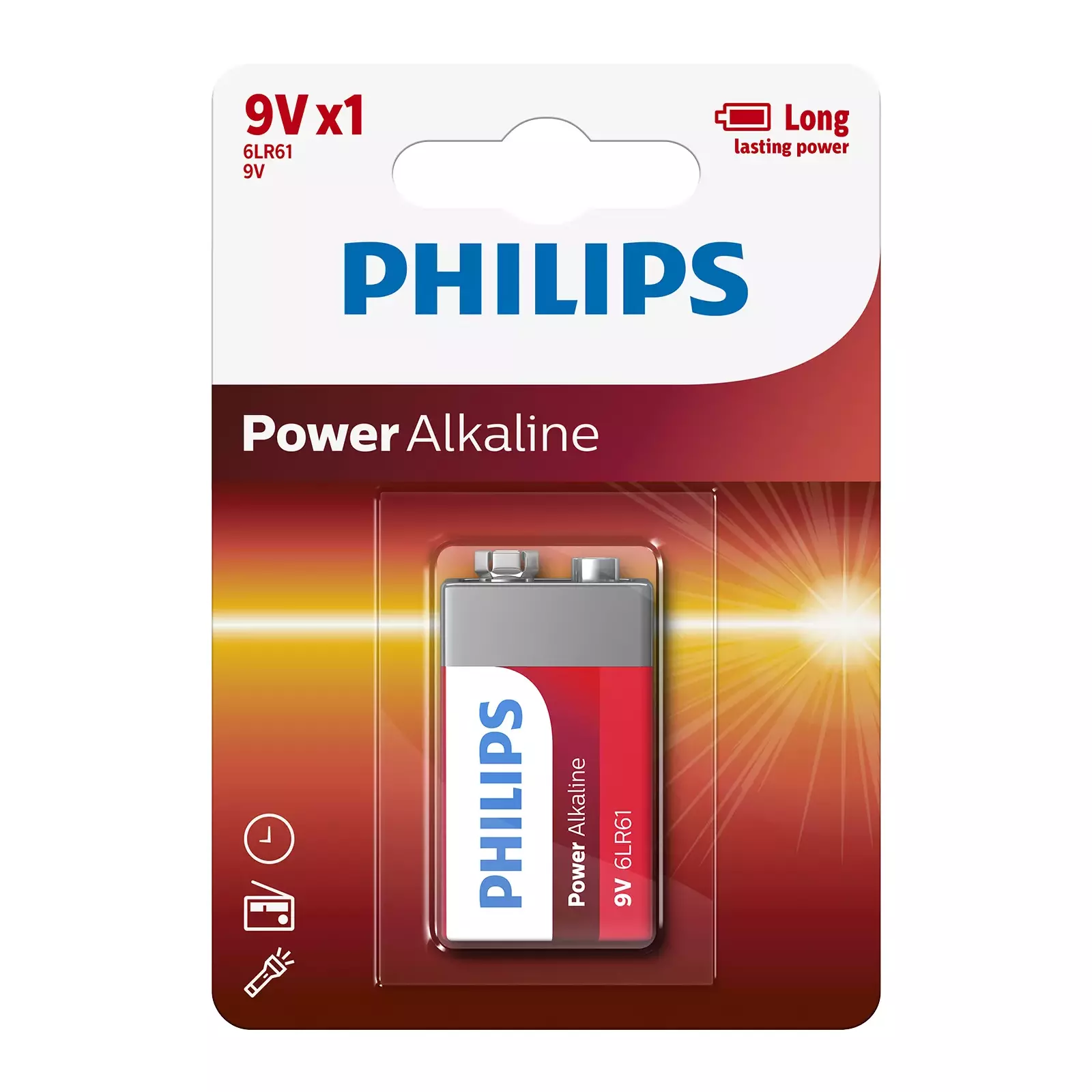 Baterija Philips Power Alkaline 6LR61 6LR61P1B/10 Photo 2