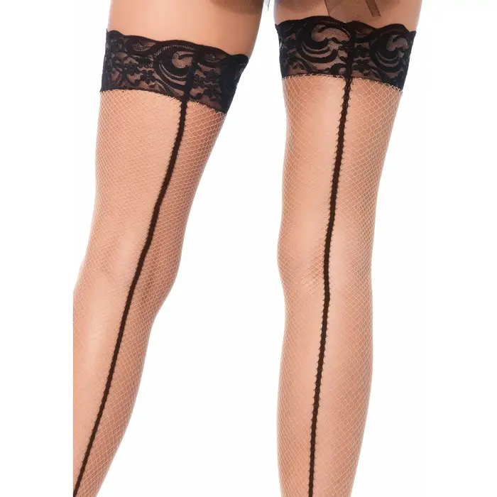Zeķubikses Leg Avenue Backseam Fishnet Stay Ups Photo 3