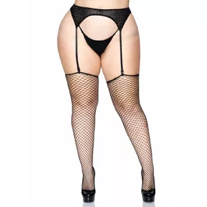 Pantyhose Leg Avenue Spandex Industrial Net Stockings Plus Size black 1X