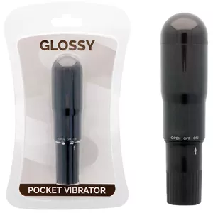 GLOSSY POCKET VIBRATOR BLACK