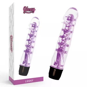Vibrators GLOSSY LENNY — kopējais garums 14 cm, violets, TPE materiāls