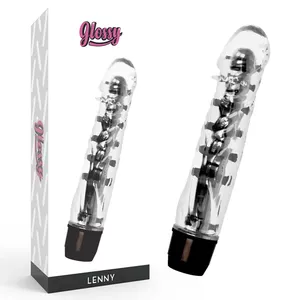 Vibrators GLOSSY LENNY — kopējais garums 14 cm, melns, materiāls TPE
