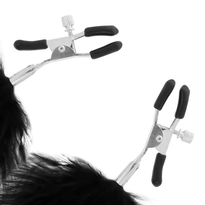 Nipple clamps DARKNESS POM-POM — metal, black, 2 pcs Photo 3