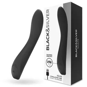 Vibrators black&silver KEAN TOUCH CONTROL — garums 20.4 cm, diametrs 3.8 cm, 100% silikons