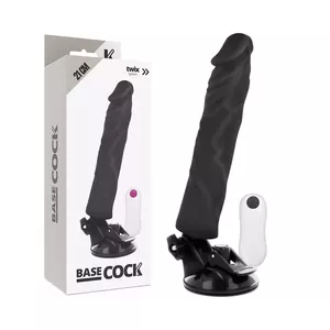 BASECOCK REALISTIC VIBRATOR REMOTE CONTROL BLACK 21 CM