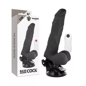 BASECOCK - VIBRATORS ARTIKULĒJAMS, TĀLVADĪBAS, MELNS, 21 CM -O- 5 CM