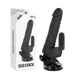 BASECOCK REALISTIC VIBRATOR REMOTE CONTROL BLACK 18.5CM