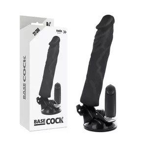 BASECOCK REALISTIC VIBRATOR REMOTE CONTROL BLACK 21CM