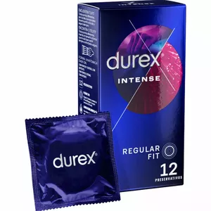 Презервативы Durex Intense Orgasmic 12 шт — текстурированные (ребристые и точечные), с усиленной смазкой, стандартный размер