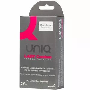 UNIQ LADY CONDOM LATEX FREE FEMALE CONDOMS WITH GARTER BELT 3 UNITS