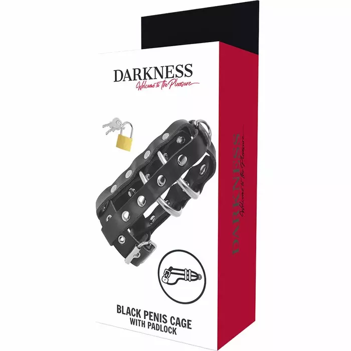 Piekrišanas ierīce DARKNESS ādas būris ar slēdzeni Photo 3