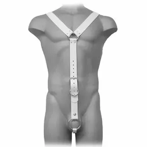 LEATHER BODY HARNESS MEN WHITE