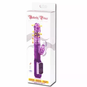 Vibrators BAILE US Rabbit Butterf Prince — truša vibrators, kopējais garums 23 cm, diametrs 3.5 cm, TPE/silikons, violets
