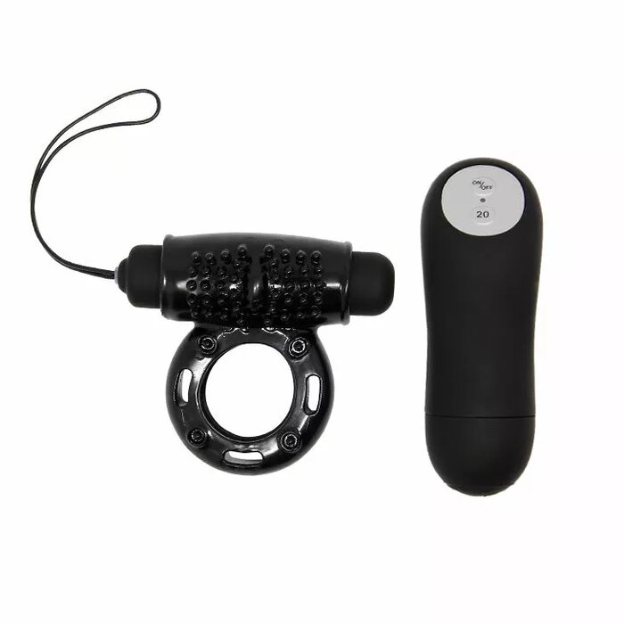 Насадка на пенис BAILE RING REMOTE CONTROL BLACK 20V D-207053 Photo 1