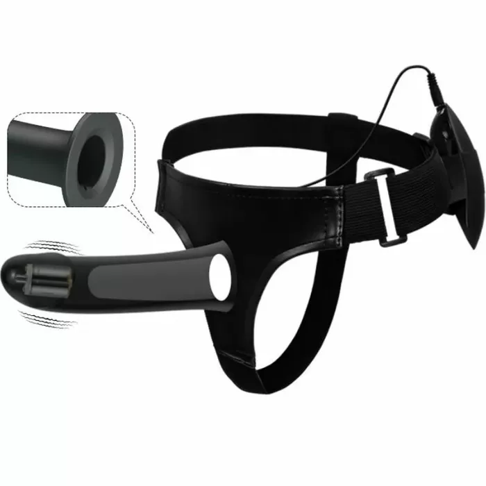 Strap-on harness with vibrating dildo 17.3 cm — pretty male Photo 3