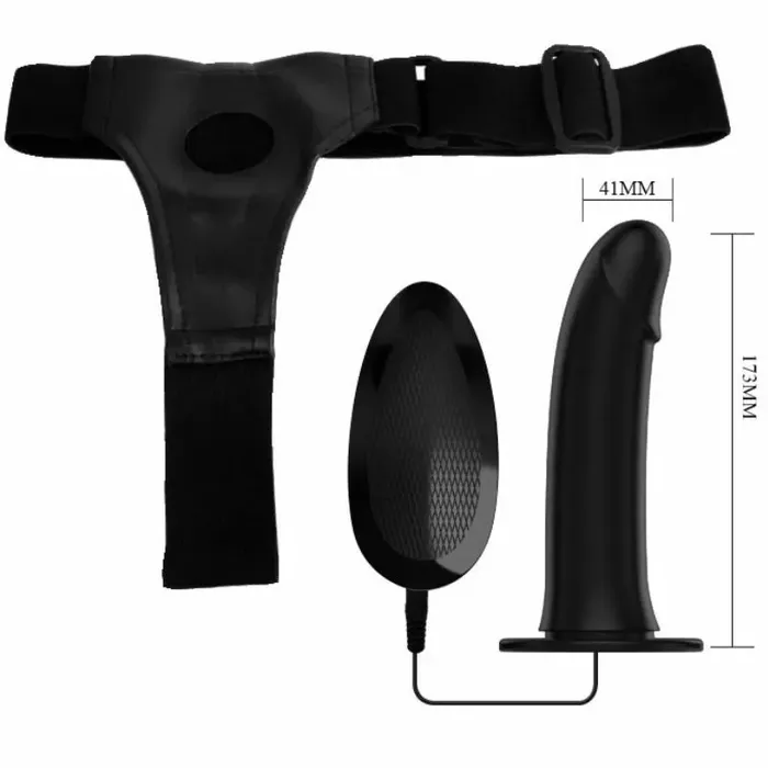 Strap-on harness with vibrating dildo 17.3 cm — pretty male Photo 5