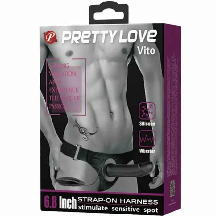 Strap-on harness with vibrating dildo 17.3 cm — pretty male Photo 7