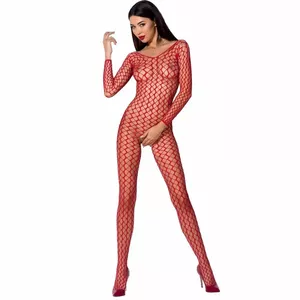 PASSION WOMAN BS068 BODYSTOCKING - RED ONE SIZE