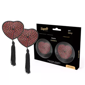 COQUETTE CHIC DESIRE NIPPLE COVERS HEART BLACK / RED