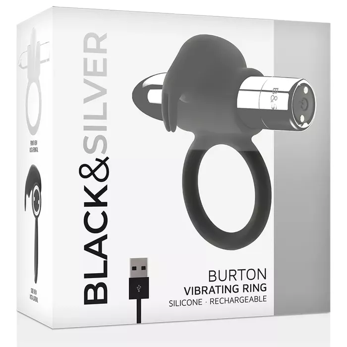 Vibrating ring black&silver BURTON Rechargeable 10V Photo 2