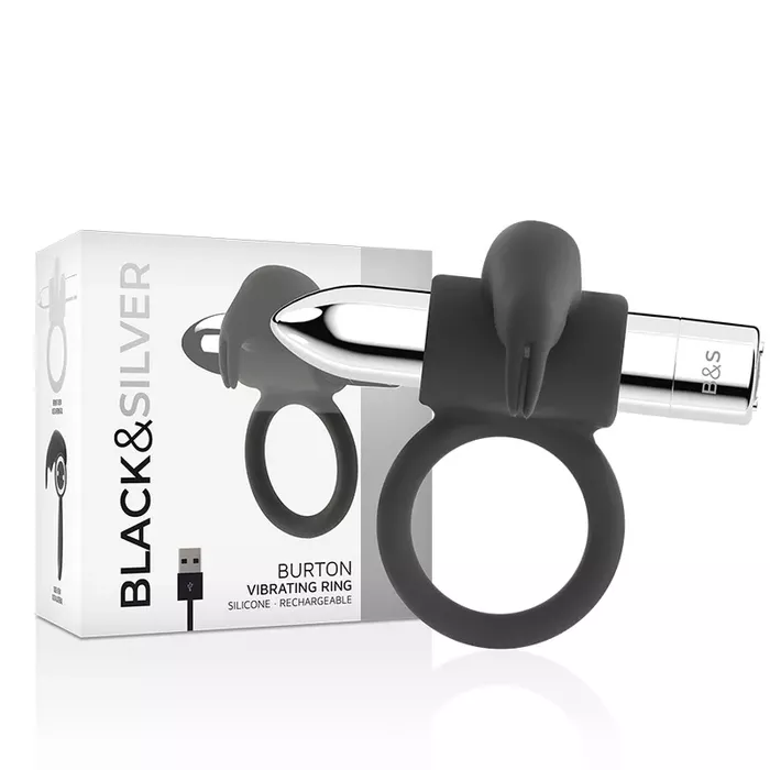 Vibrating ring black&silver BURTON Rechargeable 10V Photo 4