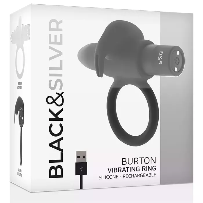 Vibrating Ring black&silver BURTON Rechargeable 10V Photo 2