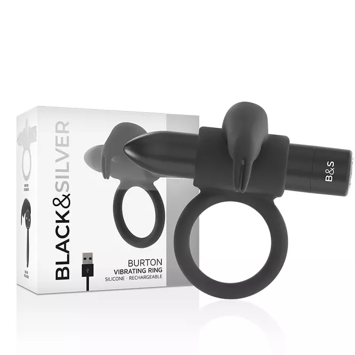 Vibrating Ring black&silver BURTON Rechargeable 10V Photo 4